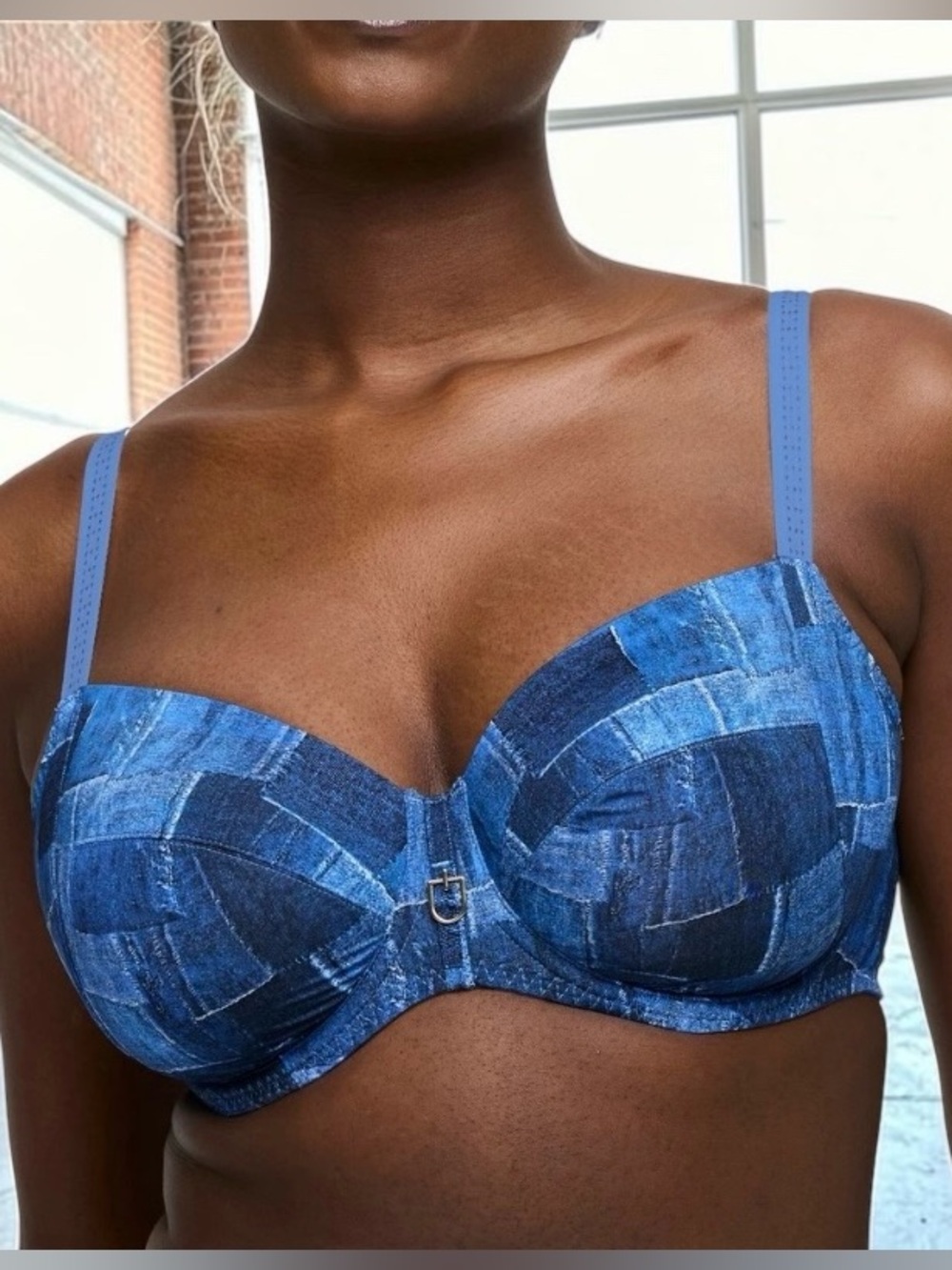 NEW, PRIMADONNA TWIST Mauna Twill Blue Denim Print Underwire Bra, US 38C
